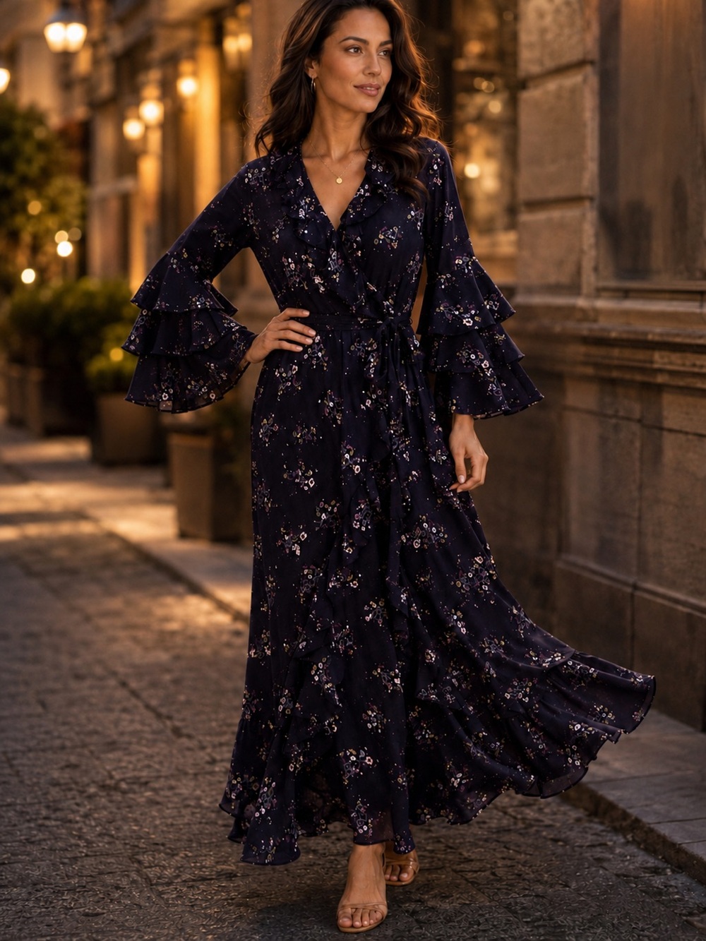 Max Studio Eggplant Floral Dress